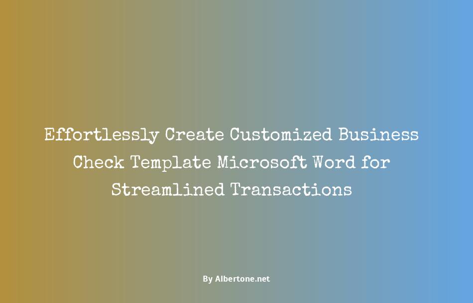 business check template microsoft word