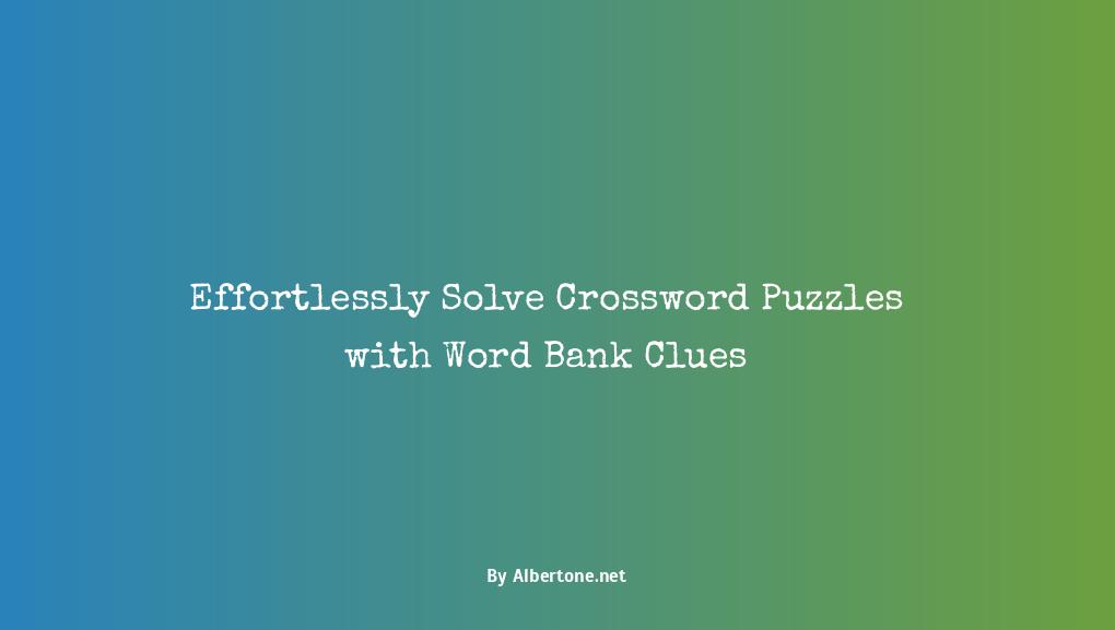 crossword puzzles with word bank