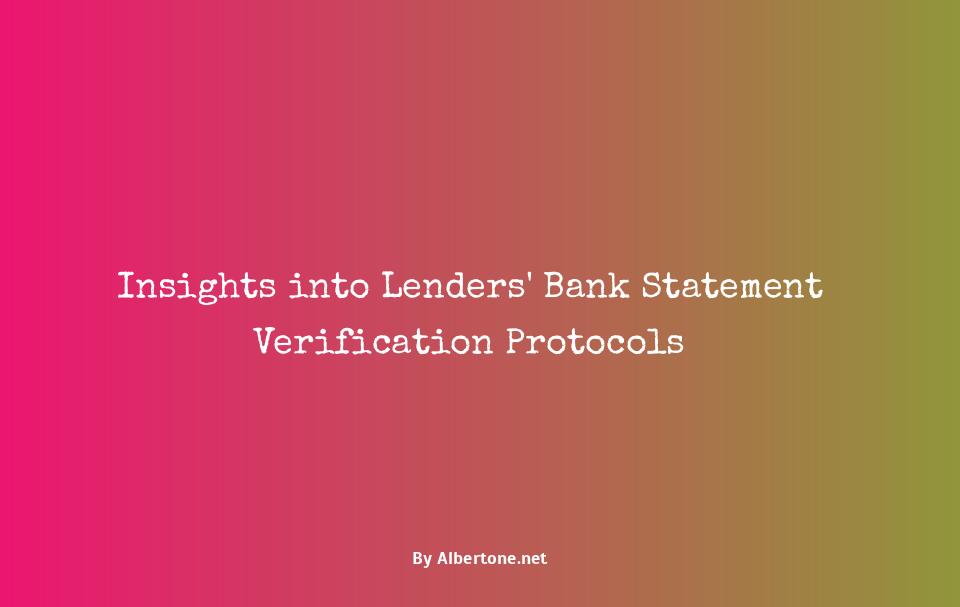 do lenders verify bank statements