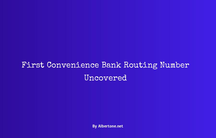 first convience bank routing number