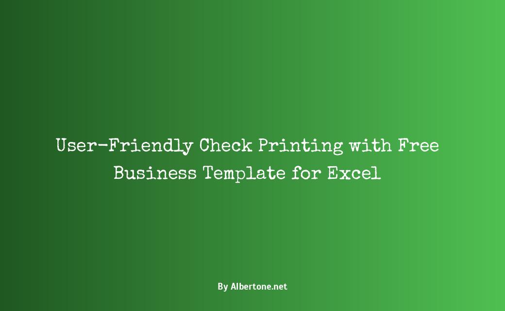 free business check printing template excel