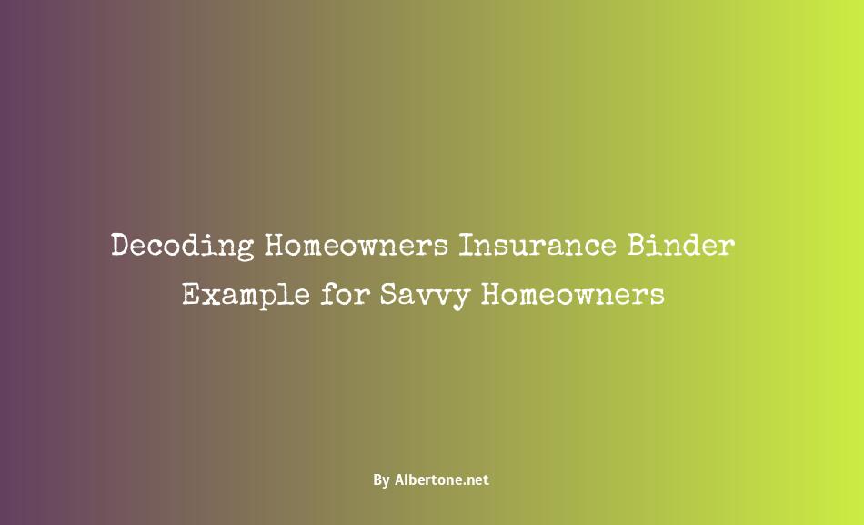 homeowners insurance binder example