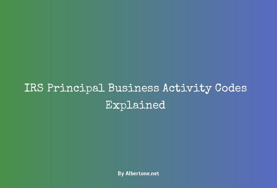 irs principal business activity codes