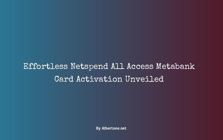 netspend all access metabank activate card