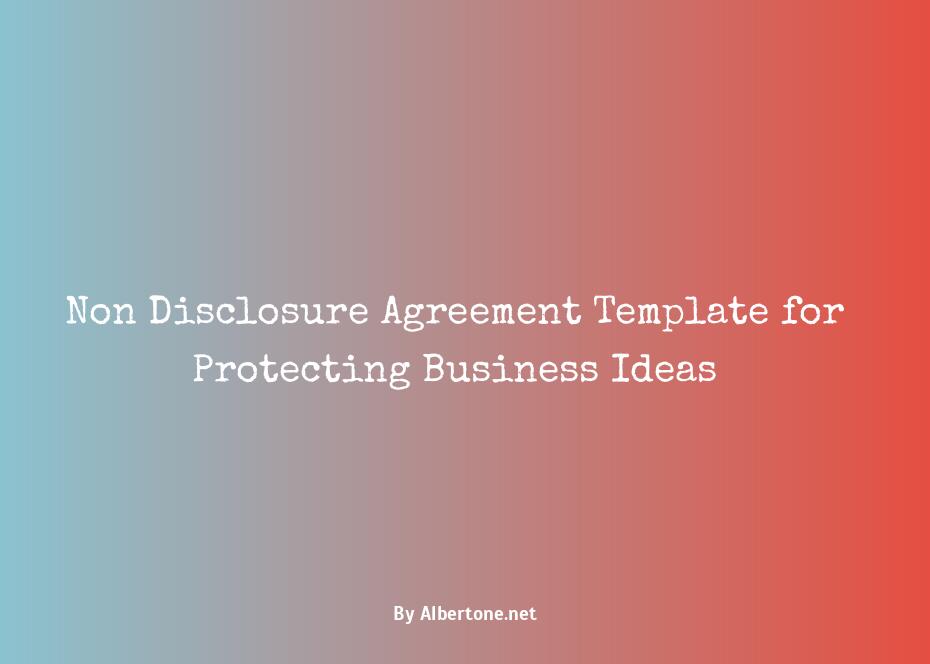 non disclosure agreement for business idea template