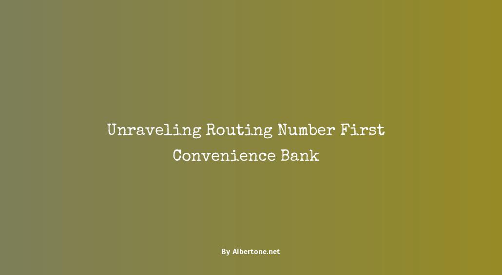 routing number first convenience bank