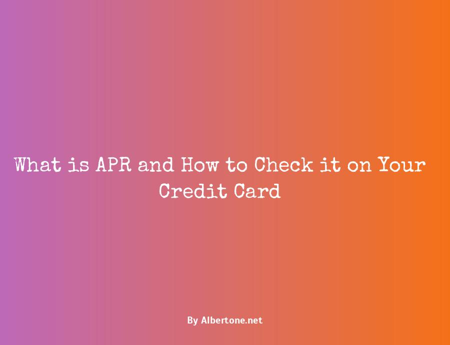 how to check apr on credit card