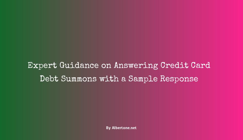 sample answer to summons for credit card debt