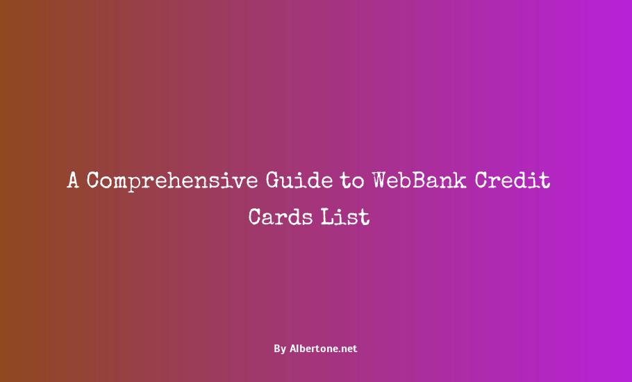 webbank credit cards list