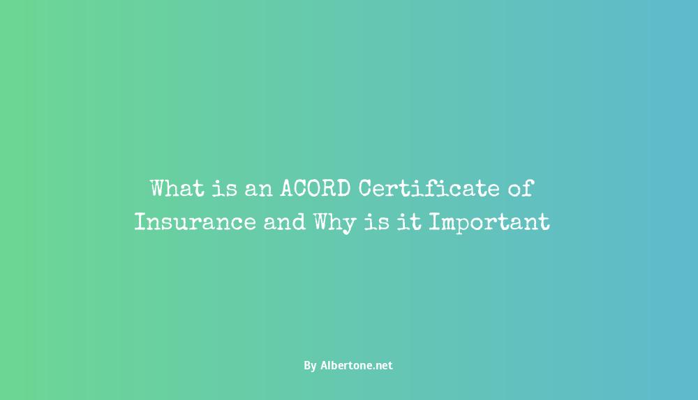 what is an acord certificate of insurance