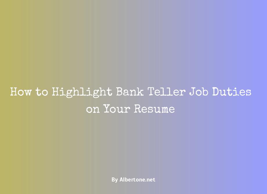 bank teller duties for resume