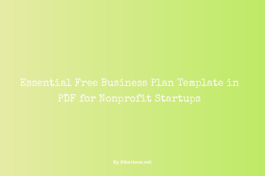 free startup nonprofit business plan template pdf