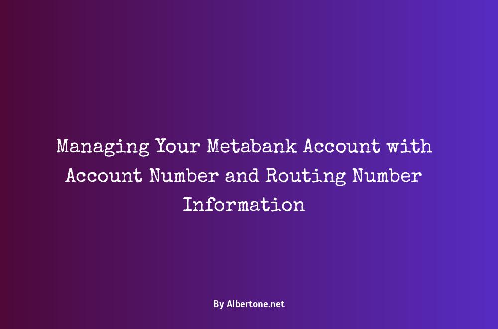 metabank account number and routing number