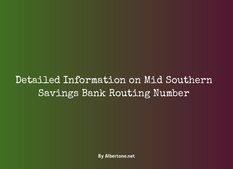 mid southern savings bank routing number