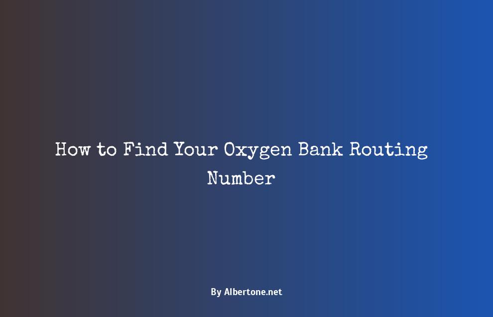 oxygen bank routing number