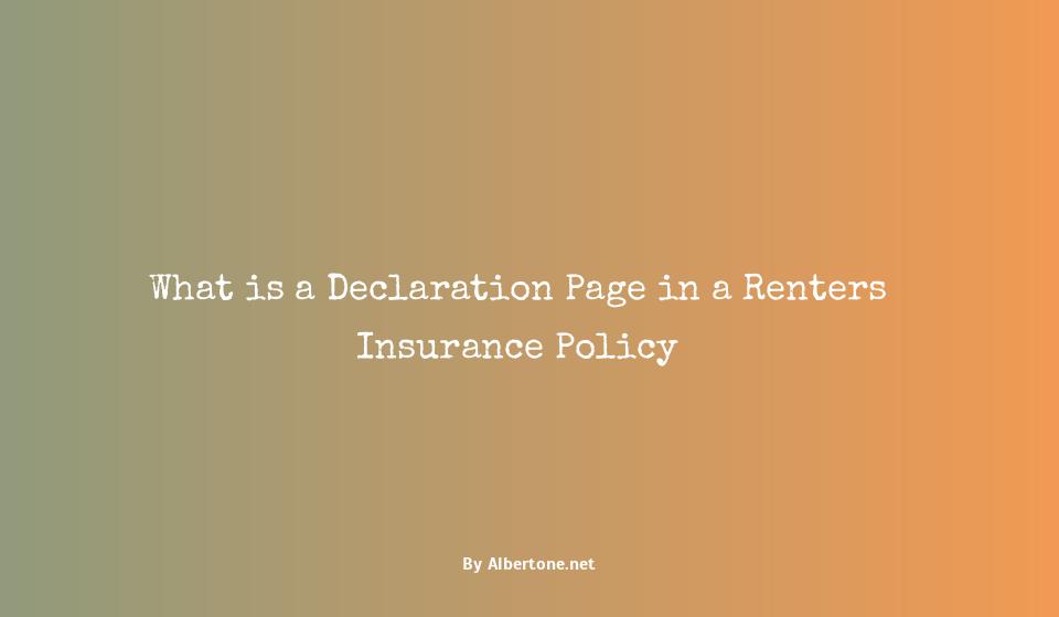 what is a declaration page for renters insurance