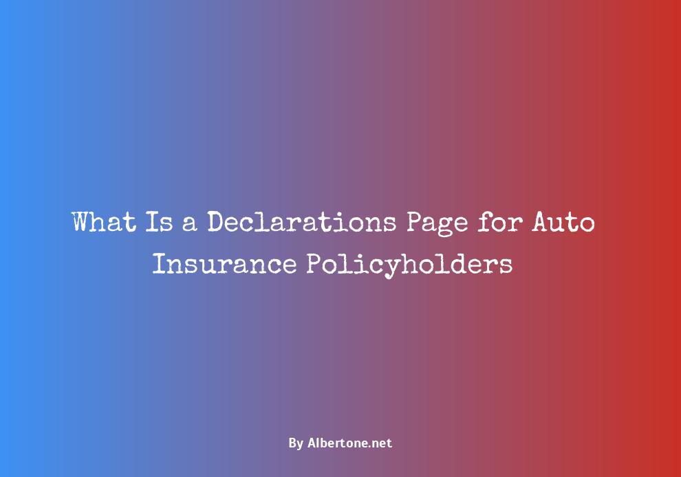 what is a declarations page for auto insurance