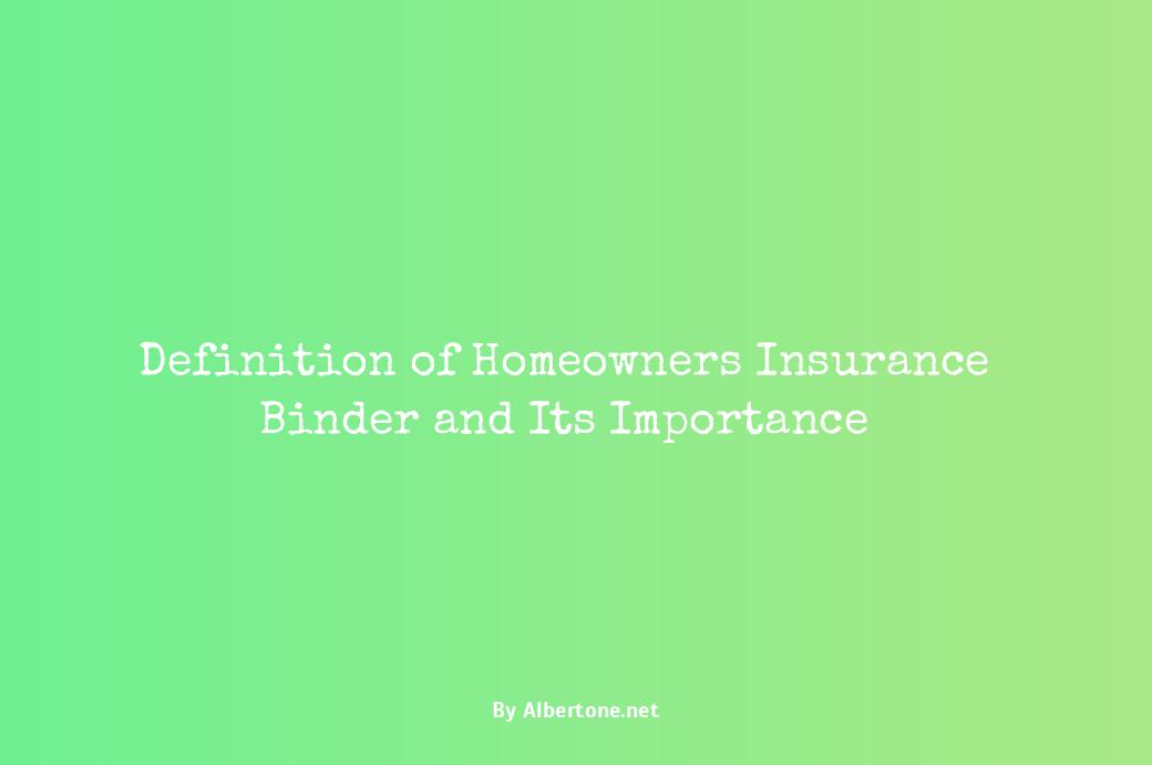 what is a homeowners insurance binder